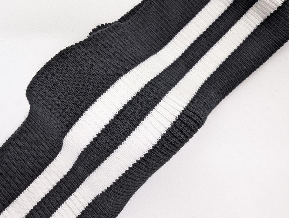 Bord-côte en coton élasthanne rayé noir et blanc