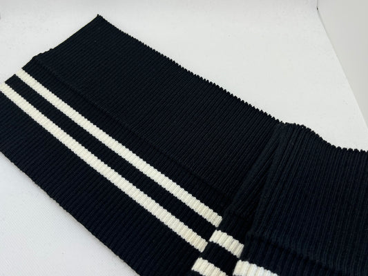 Bord-côte noir rayures blanches (105cm)