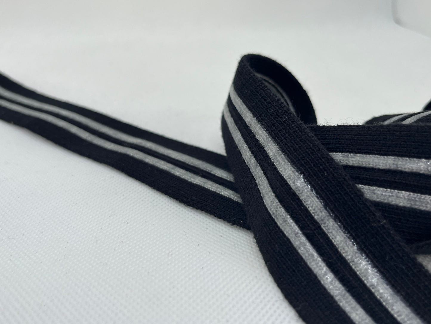 Ruban maille coton noir et gris (lot 5m)