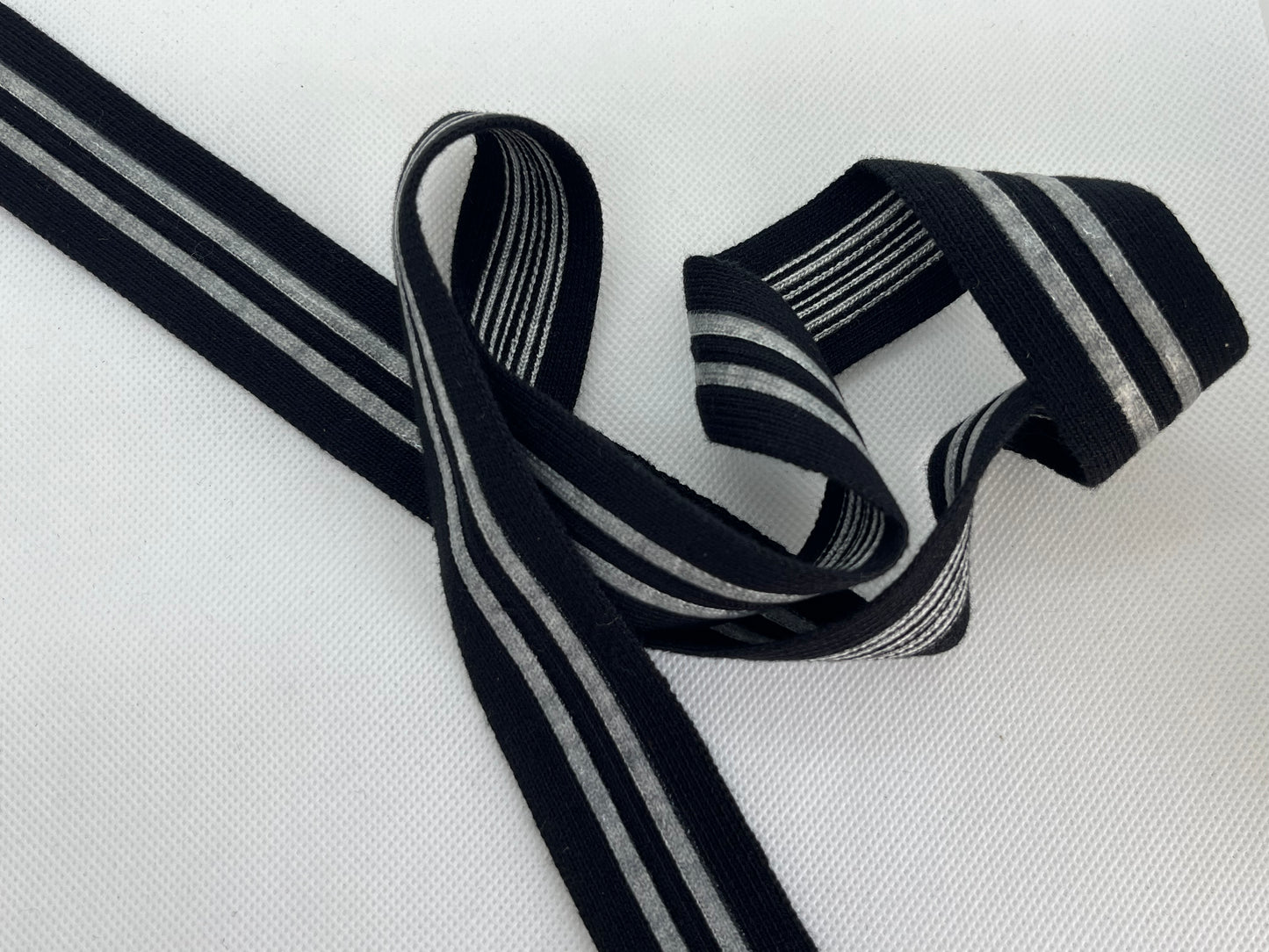 Ruban maille coton noir et gris (lot 5m)