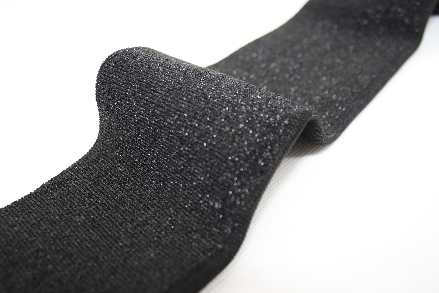 Bord-cote noir en polyester brillant et lurex cote 1/1