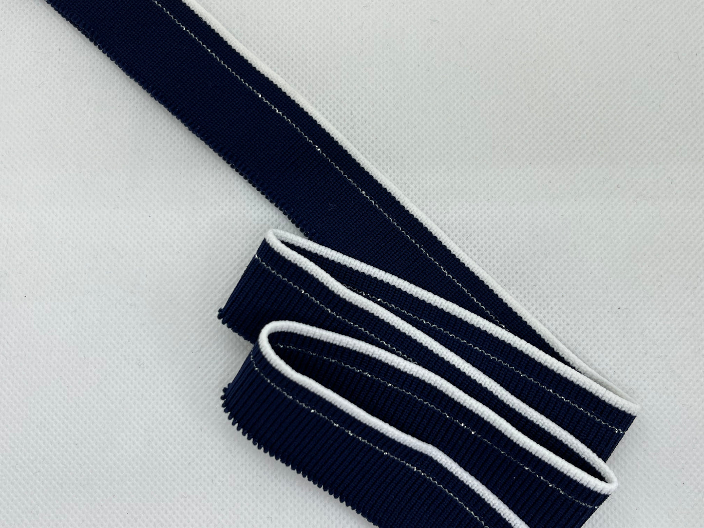 Bord-côte rayé marine + lurex brillant