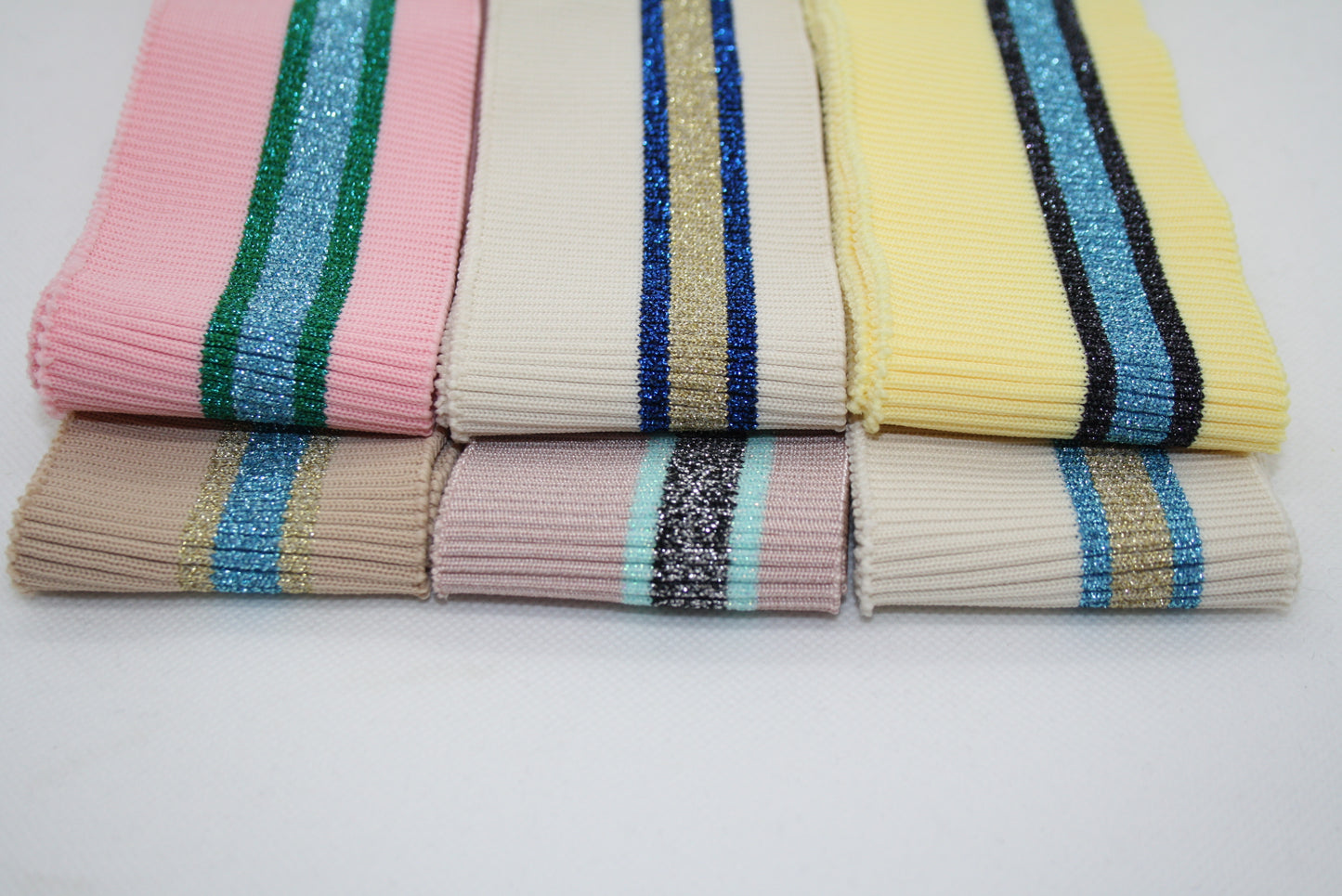 Bord-cote raye en polyester et elasthanne lurex cote 2/1
