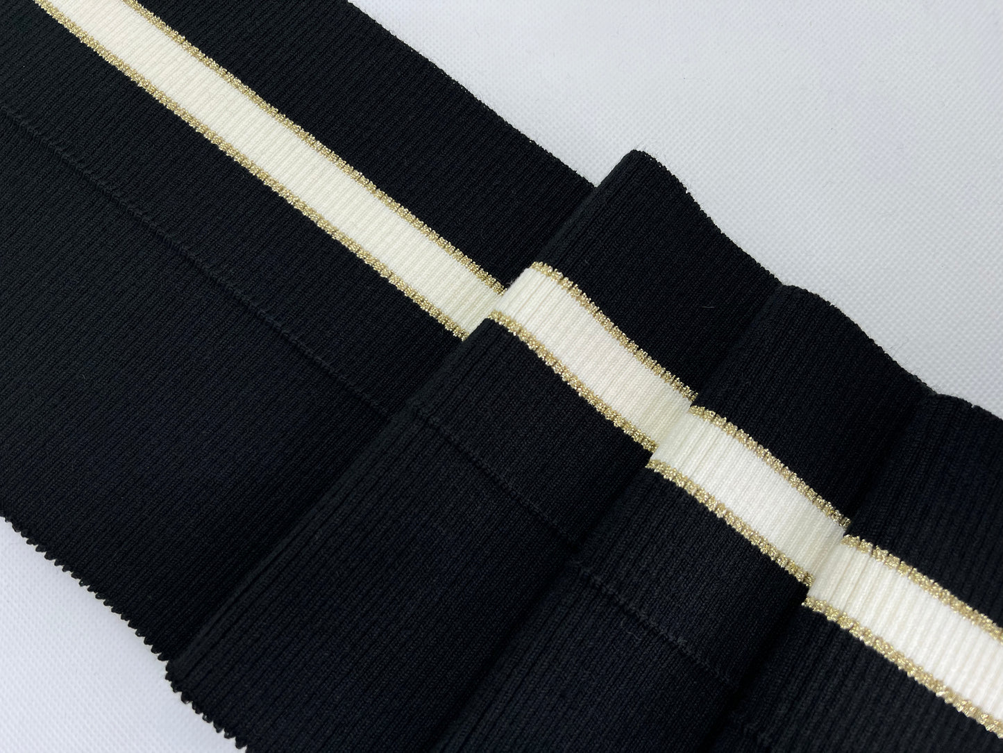 Bord-côte noir rayures dorées fantaisie lurex brillant