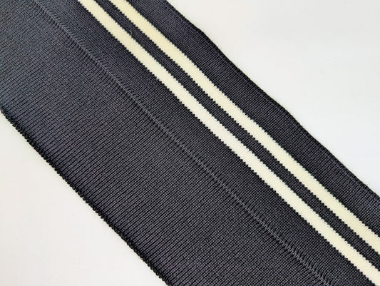 Bord-côte rayé noir et blanc en acrylique laine et élasthanne