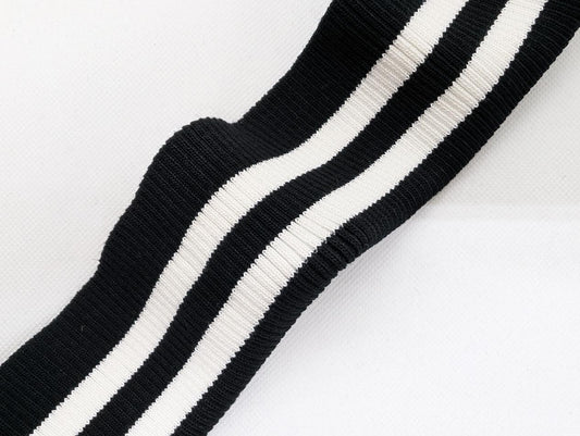 Bord-côte rayé noir et blanc en coton et élasthanne