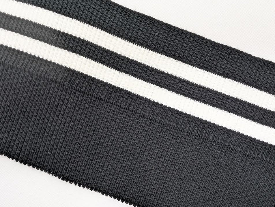 Bord-côte rayé noir et blanc en coton et élasthanne