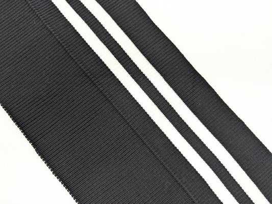 Bord-côte en coton élasthanne rayé noir et blanc