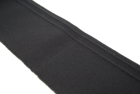 Bord-cote noir en acrylique elasthanne cote 1/1 rayure motif