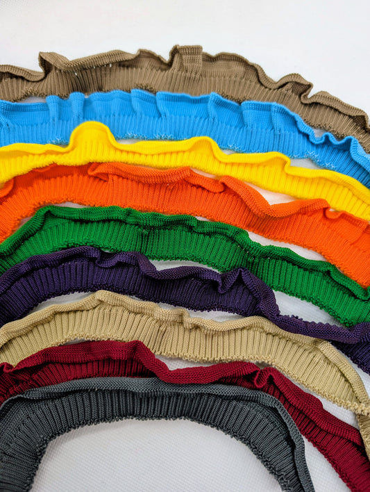 Bord-côte en polyester et élasthanne avec volant