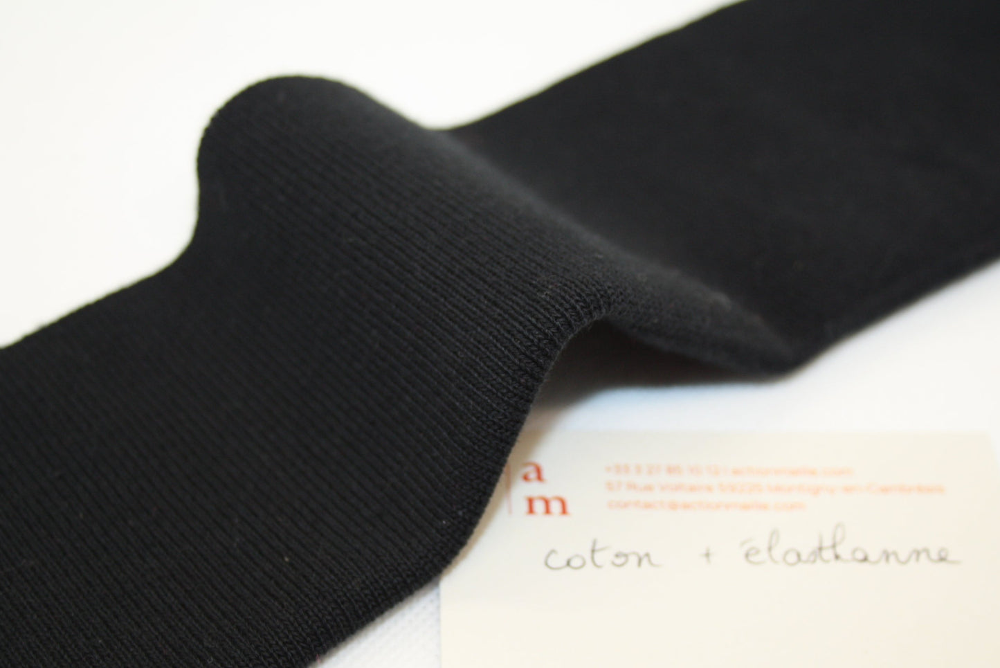 Bord-côte noir en coton et élasthanne