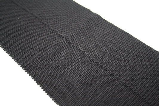 Bord-côte noir en acrylique laine elasthanne maille perlee