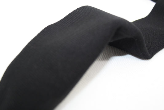 Bord-côte noir en viscose et élasthanne cote 1/1