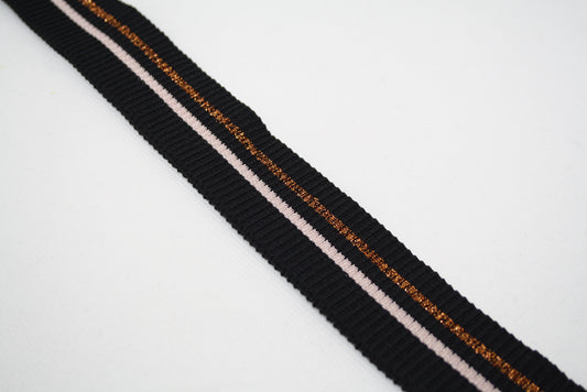 Bord-cote raye noir en polyamide et elasthanne cote 2/1