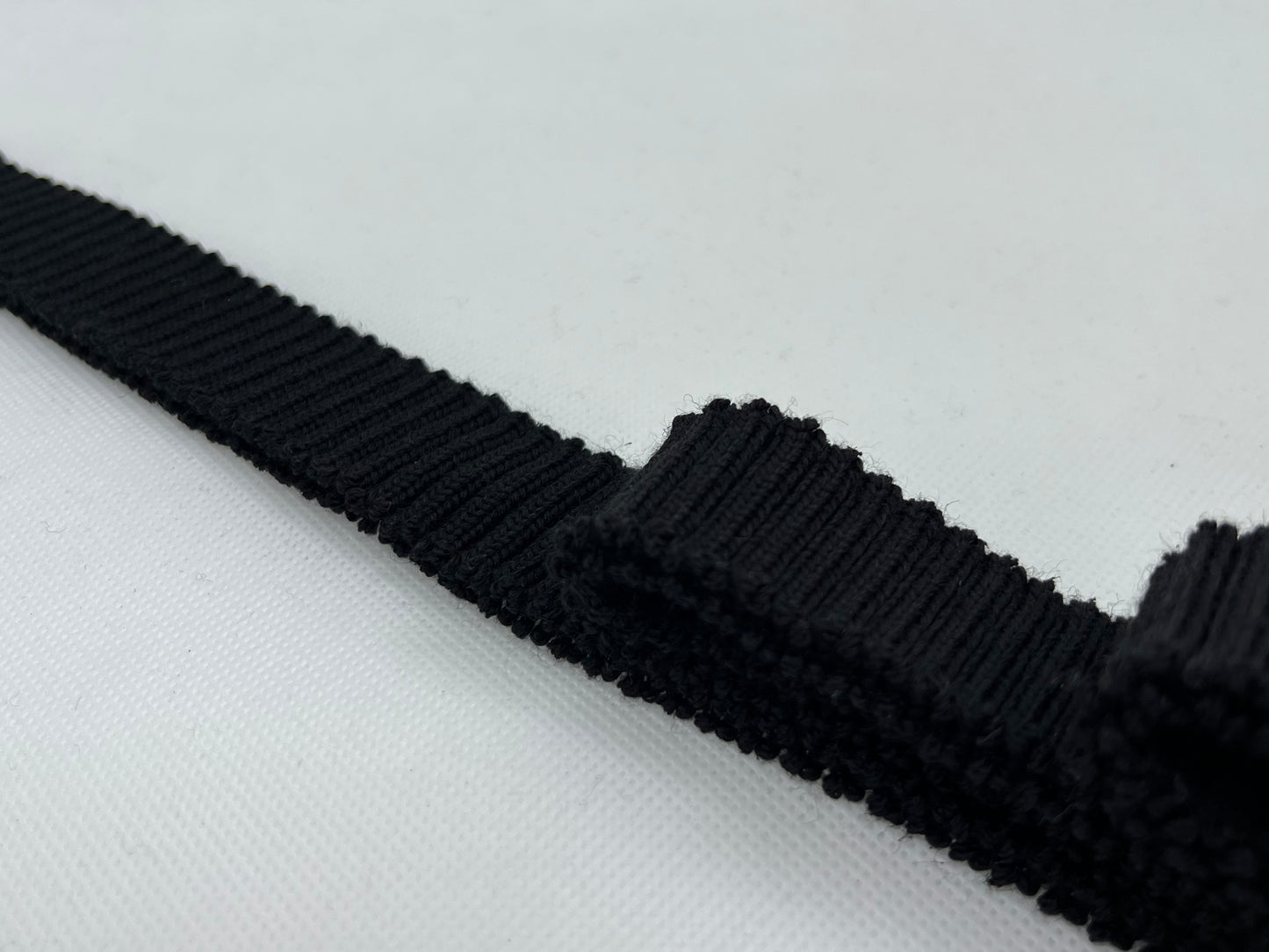 Bord-côte basique noir uni (3cm) Acrylique laine