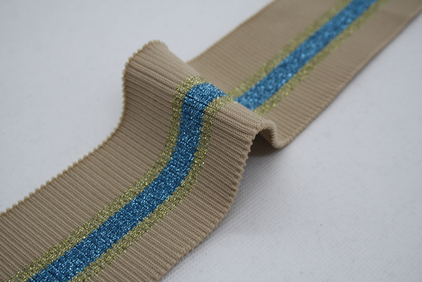 Bord-cote raye en polyester et elasthanne lurex cote 2/1