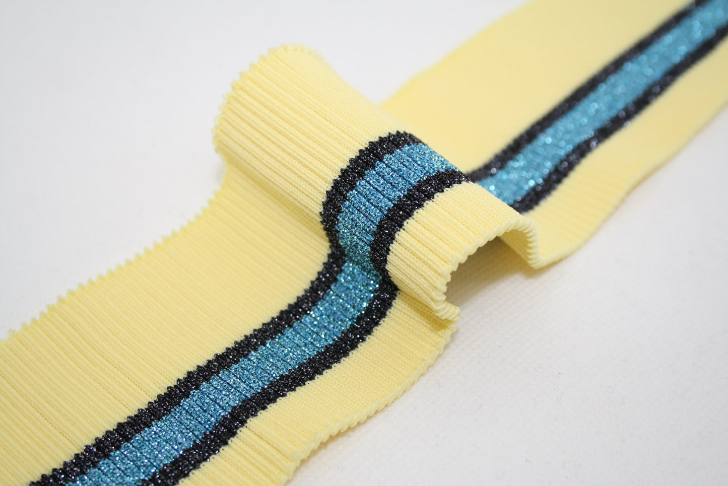 Bord-cote raye en polyester et elasthanne lurex cote 2/1