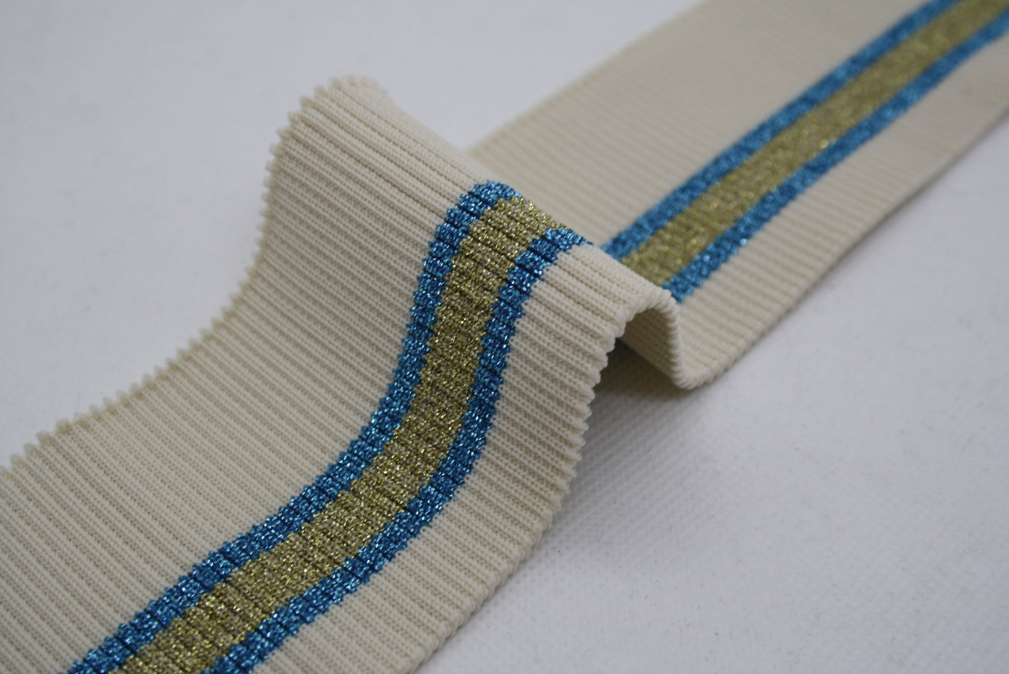 Bord-cote raye en polyester et elasthanne lurex cote 2/1