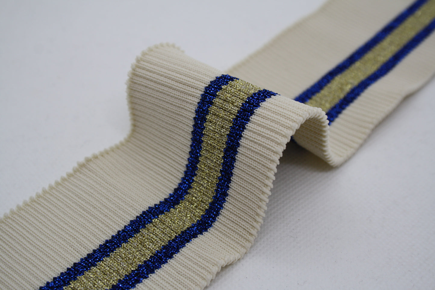 Bord-cote raye en polyester et elasthanne lurex cote 2/1