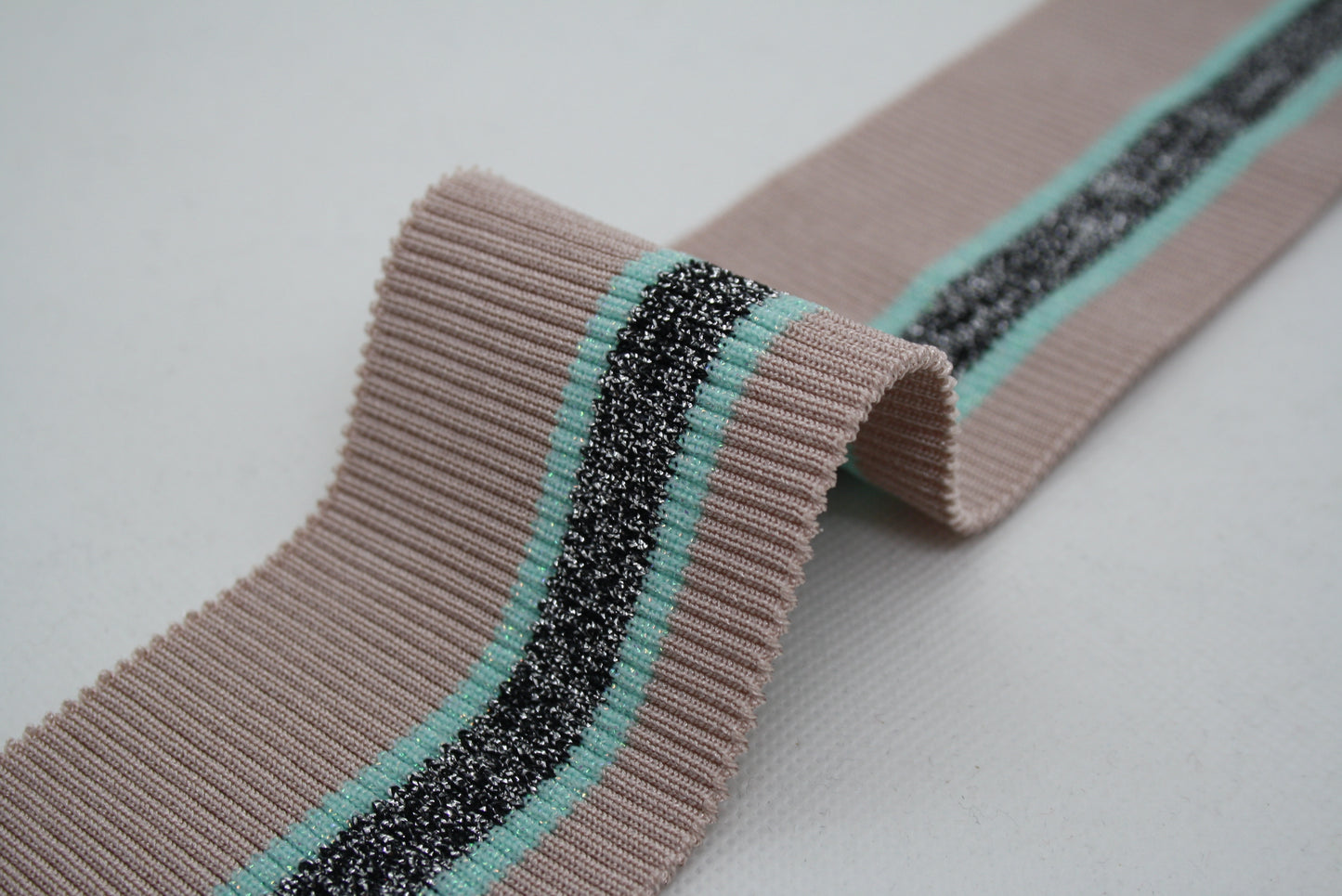 Bord-cote raye en polyester et elasthanne lurex cote 2/1