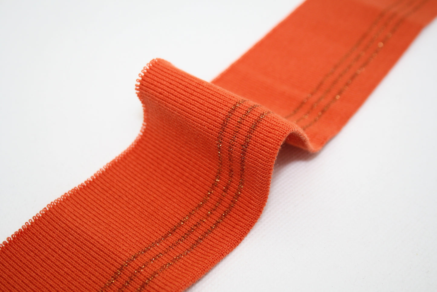 Bord-cote en coton et elasthanne avec trois rayures en lurex cote 1/1