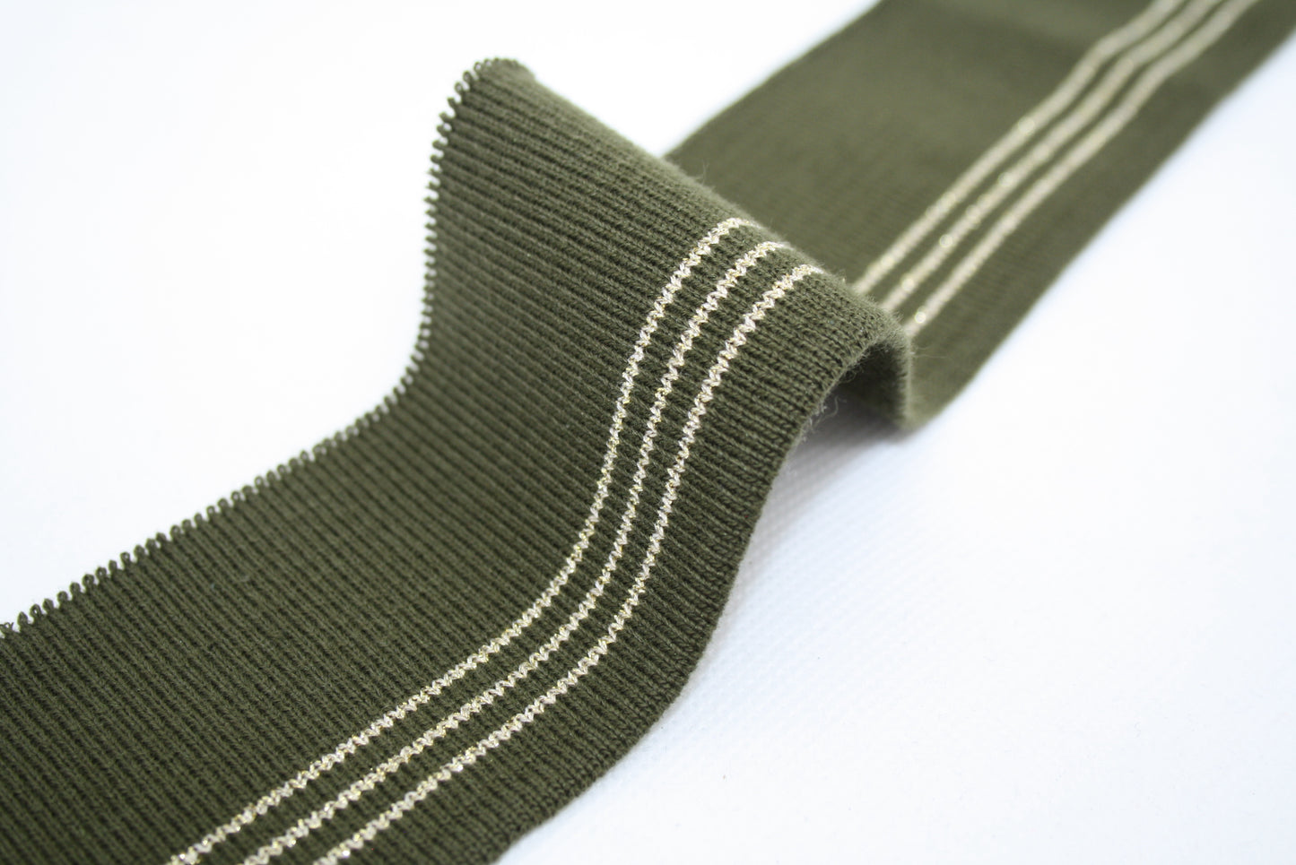 Bord-cote en coton et elasthanne avec trois rayures en lurex cote 1/1