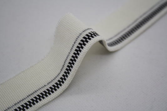 Bord-cote blanc casse en polyester brillant et elasthanne motif zip cote 1/1