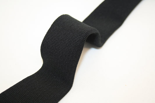 Bord-cote noir en polyester et elasthanne cote 1/1