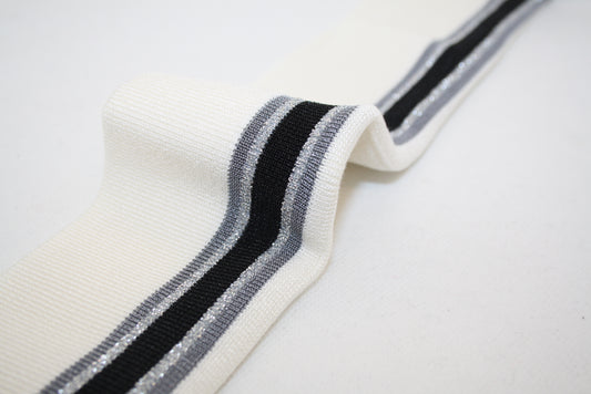 Bord-cote raye en viscose polyester brillant lurex cote 1/1